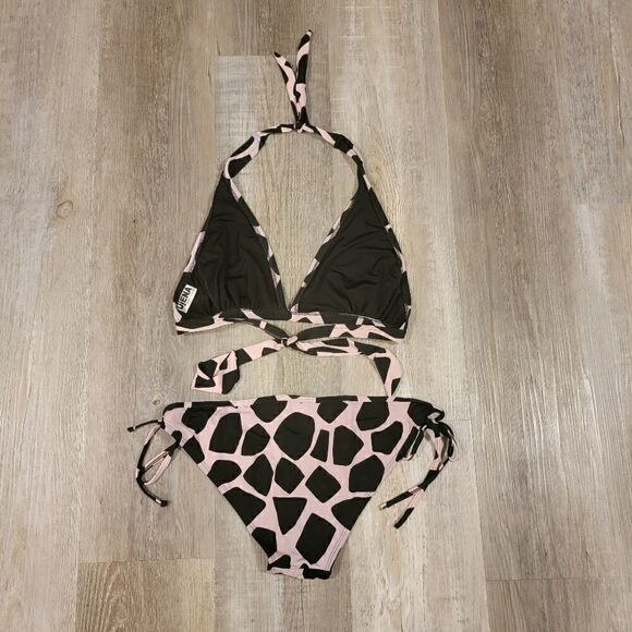 Ujena animal print pink black Bikini USA size large - Picture 3 of 7